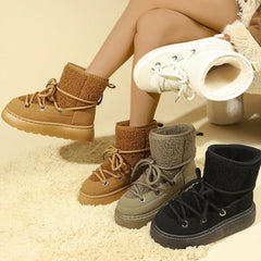 Cold-proof Lace Up Waterproof Anti-slip Short Snow Boot