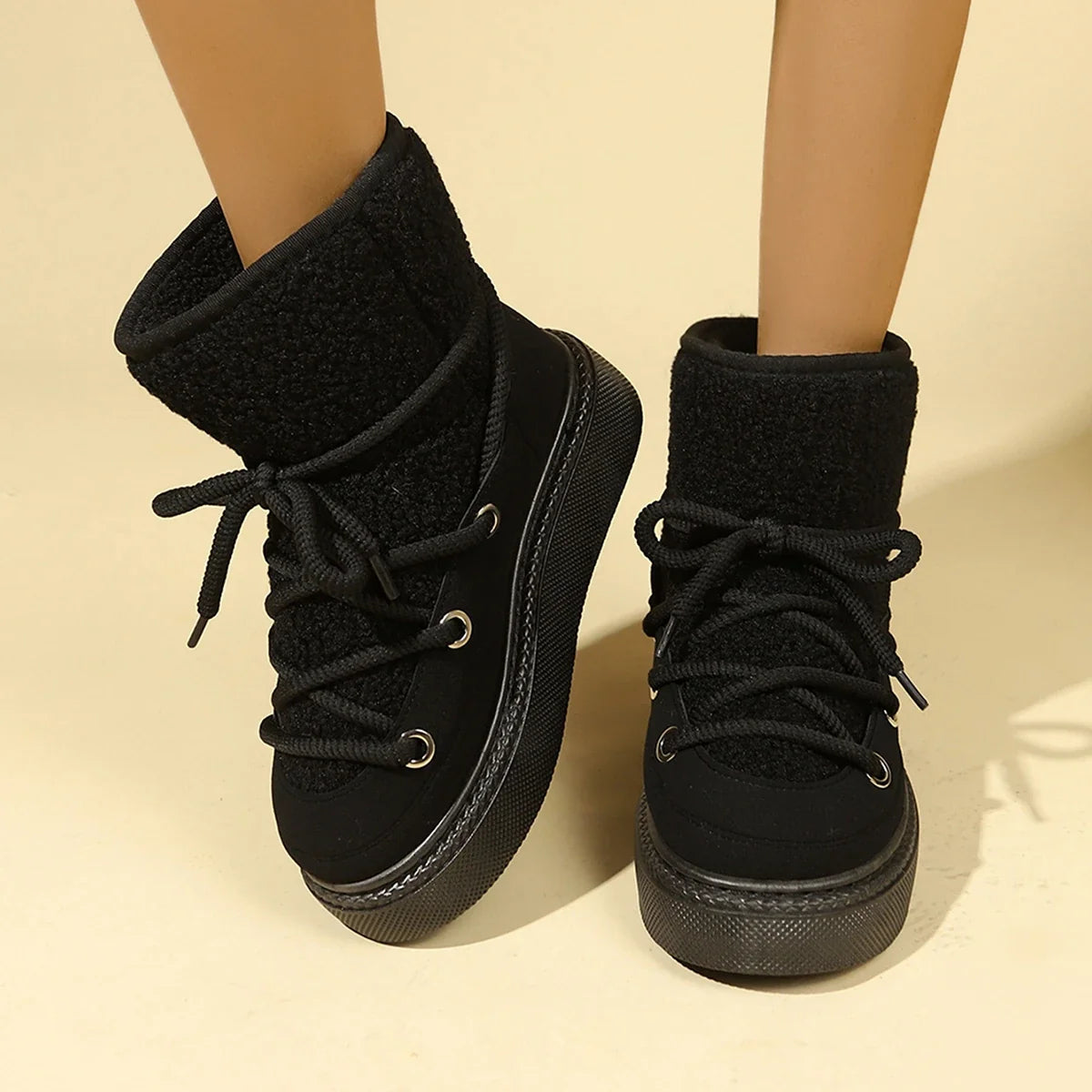 Cold-proof Lace Up Waterproof Anti-slip Short Snow Boot