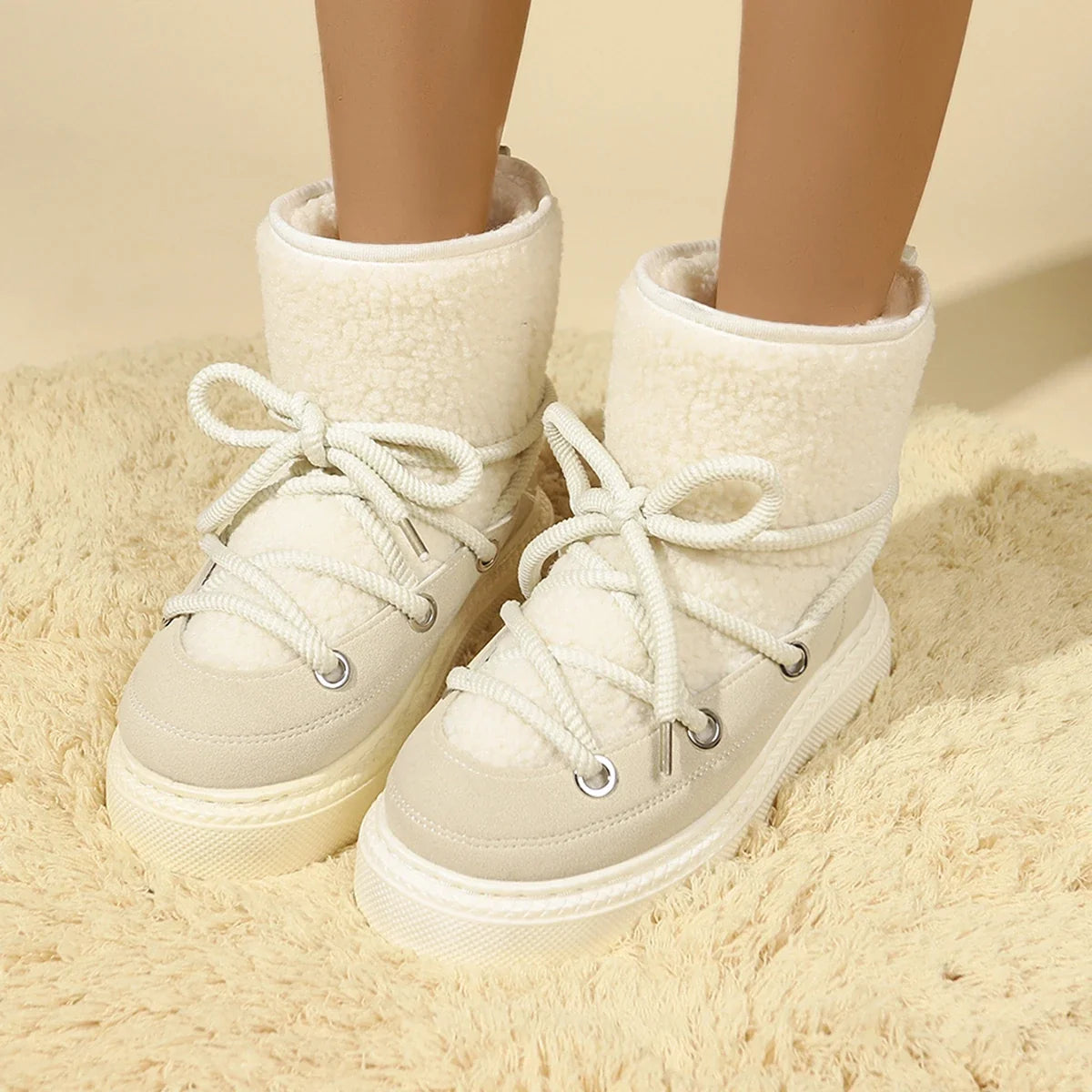 Cold-proof Lace Up Waterproof Anti-slip Short Snow Boot