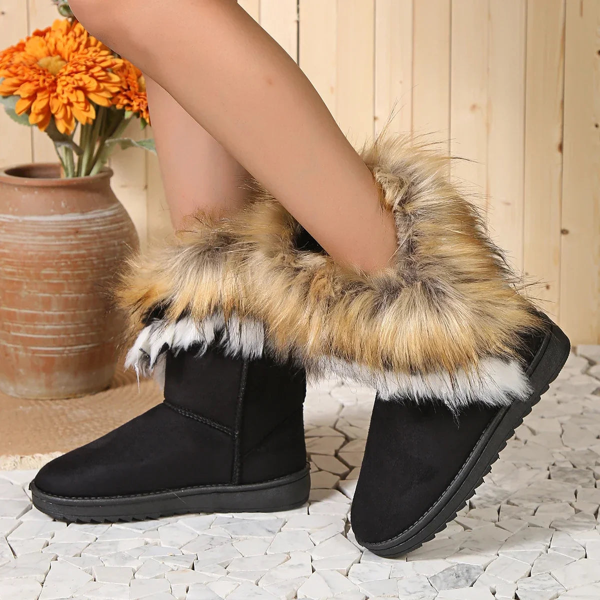 Fleece Thickened Warm Flat Non-slip Snow Boot