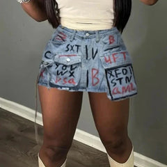 Retro Lettered Mini Skirts