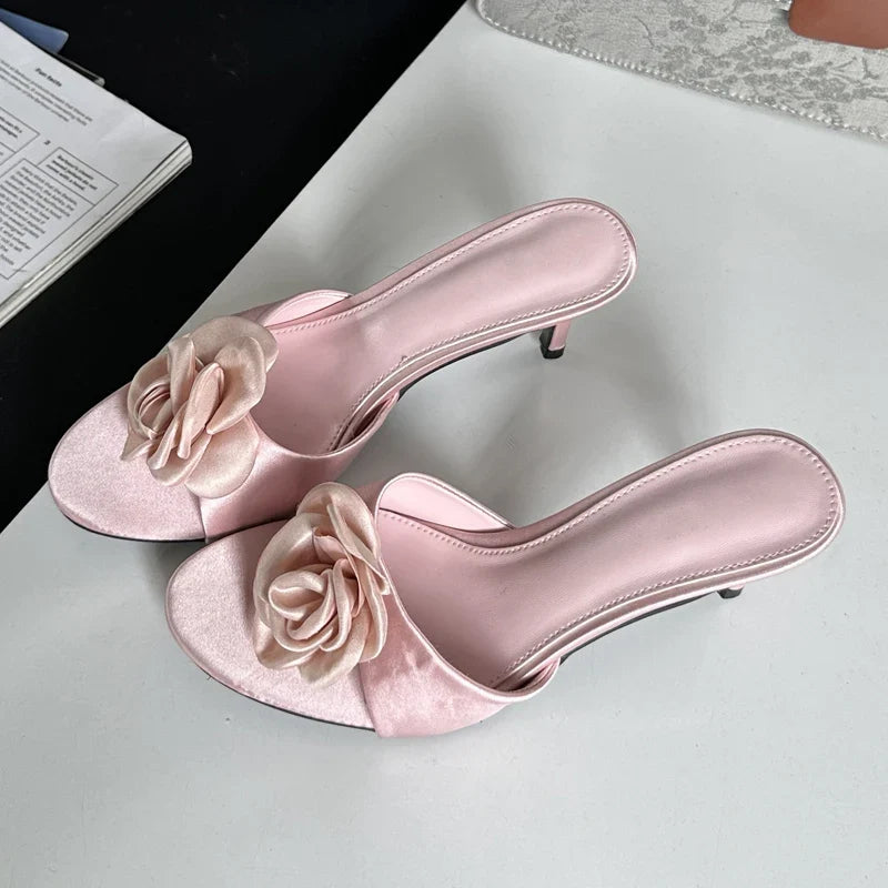 Narrow Band Party Stripper Slippers Mules Slides Shoes Low Heel Pumps