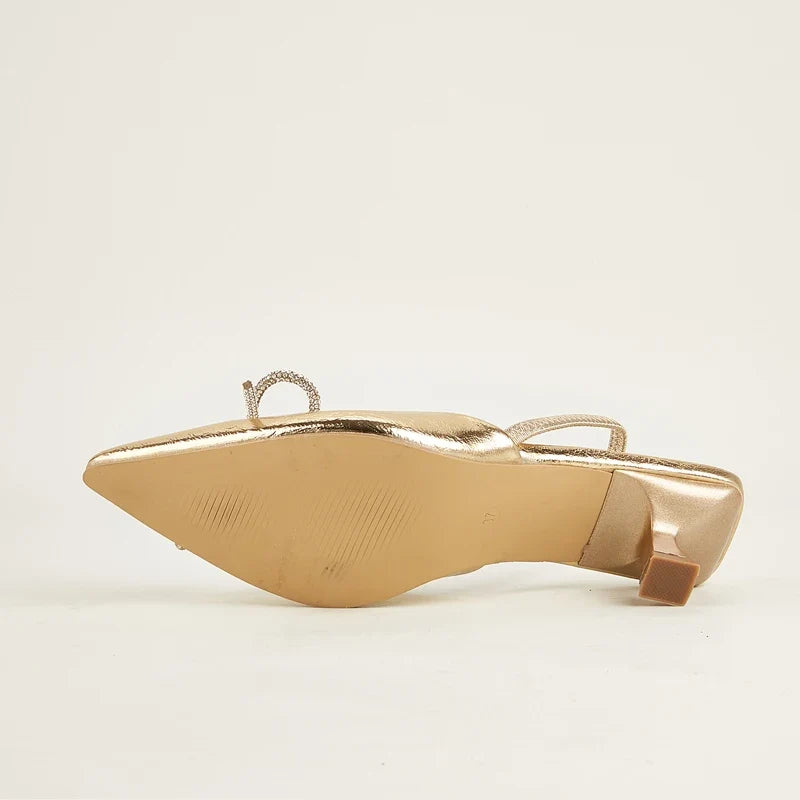Bowknot Thin Gladiator Slingbacks Party Pointed Toe Prom Shoes Low Heel Pumps