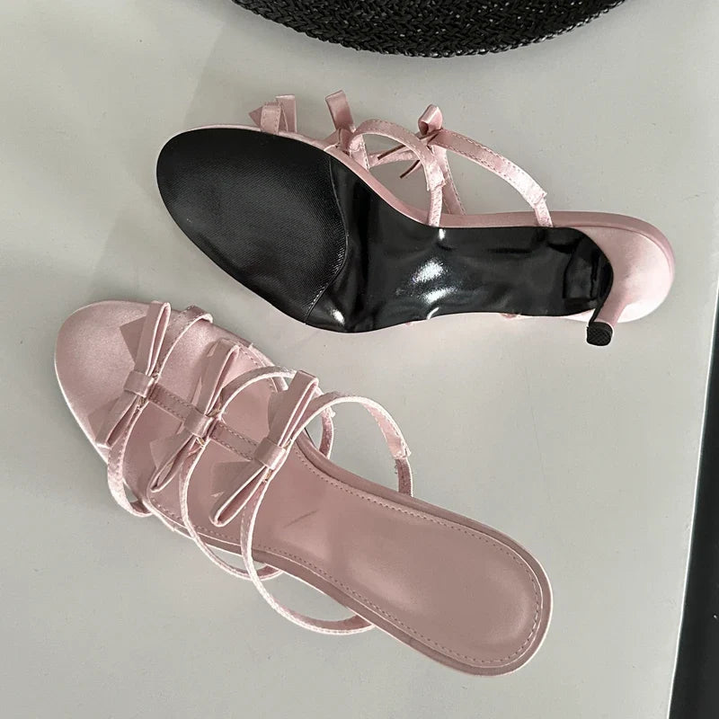 Design Narrow Band Beach Stripper Slippers Slides Shoes Low Heel Pumps