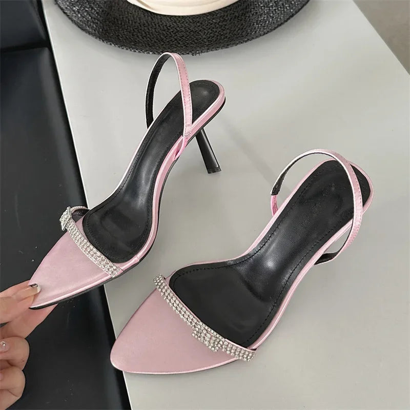 Elegant Buckle Pointed Toe Ankle Strap Thin Highs Party Shoes Low Heel Pumps