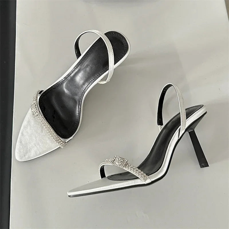 Elegant Buckle Pointed Toe Ankle Strap Thin Highs Party Shoes Low Heel Pumps