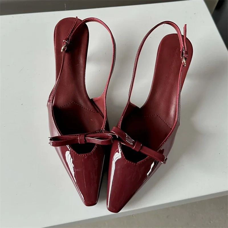 Pointed Toe Elegant Slingbacks Buckle Strap Thins Wedding Party Mules Shoes Low Heel Pumps