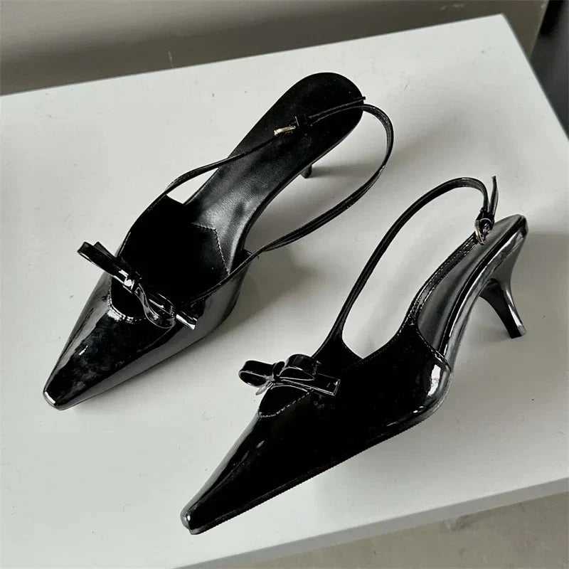 Pointed Toe Elegant Slingbacks Buckle Strap Thins Wedding Party Mules Shoes Low Heel Pumps