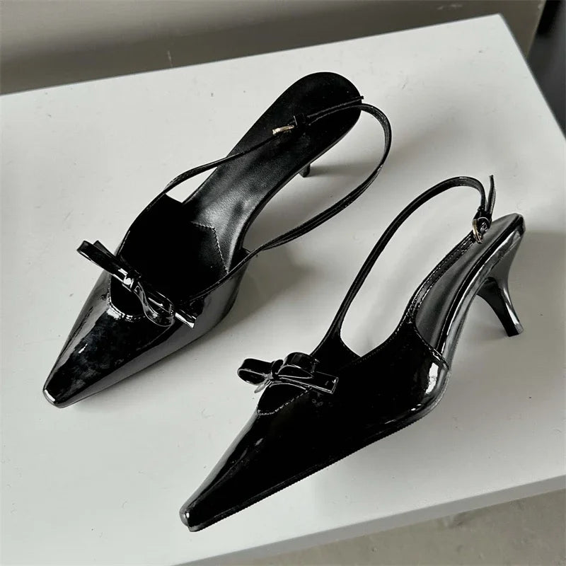 Pointed Toe Elegant Slingbacks Buckle Strap Thins Wedding Party Mules Shoes Low Heel Pumps