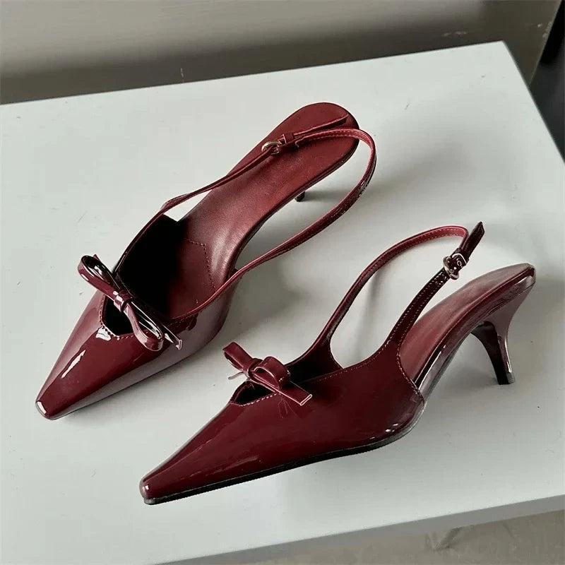 Pointed Toe Elegant Slingbacks Buckle Strap Thins Wedding Party Mules Shoes Low Heel Pumps