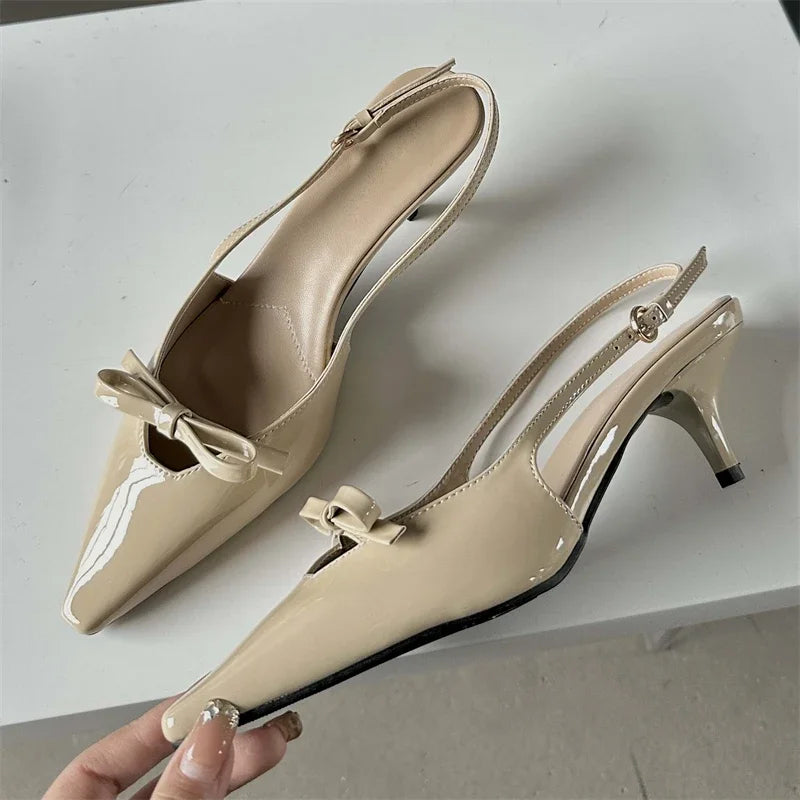 Pointed Toe Elegant Slingbacks Buckle Strap Thins Wedding Party Mules Shoes Low Heel Pumps