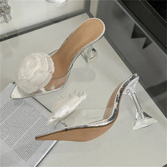 Transparent Slippers Designer Wedding Party Pointed Toe High Shoes Low Heel Pumps