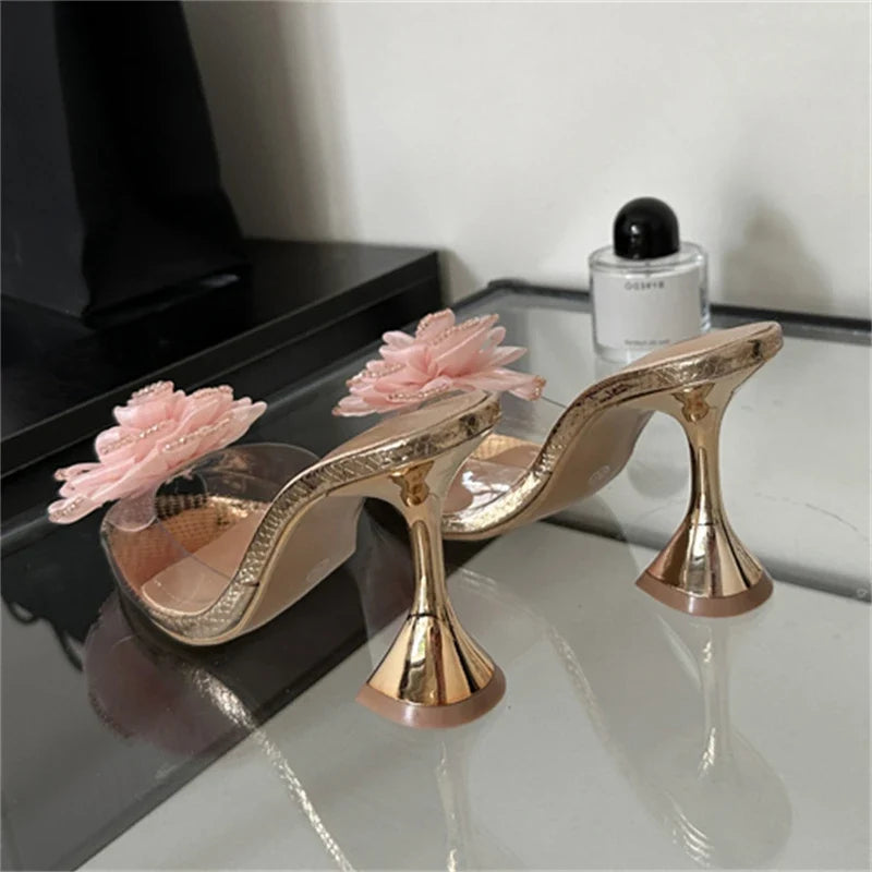 Transparent Slippers Designer Wedding Party Pointed Toe High Shoes Low Heel Pumps