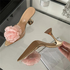 Transparent Slippers Designer Wedding Party Pointed Toe High Shoes Low Heel Pumps