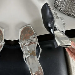 New Arrived Square Toe Slippers Designer Wedge Highs Outdoor Party Shoes Low Heel Pumps