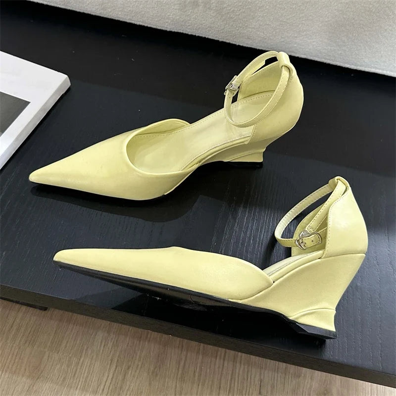 Spring Candy Pointed Toe Slingback Wedges Highs Party Prom Mules Shoes Low Heel Pumps
