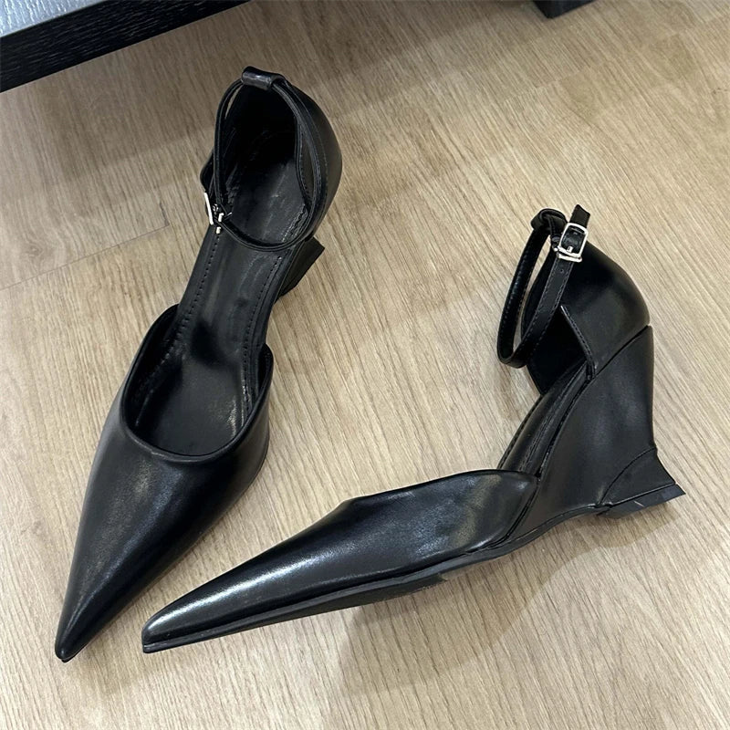 Spring Candy Pointed Toe Slingback Wedges Highs Party Prom Mules Shoes Low Heel Pumps