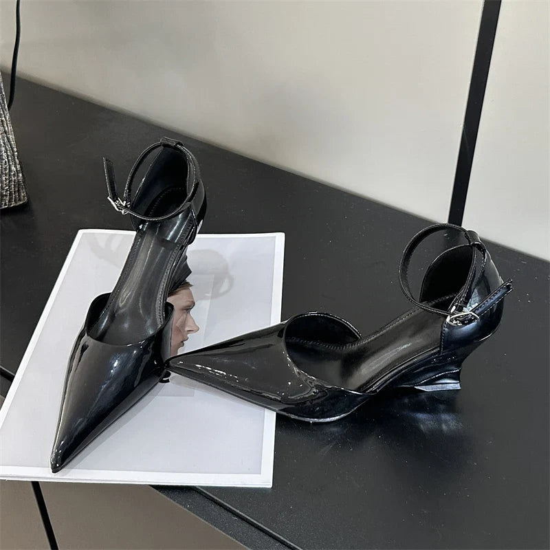 Spring Pointed Toe Wedges Highs Slingback Party Prom Mules Shoes Low Heel Pumps