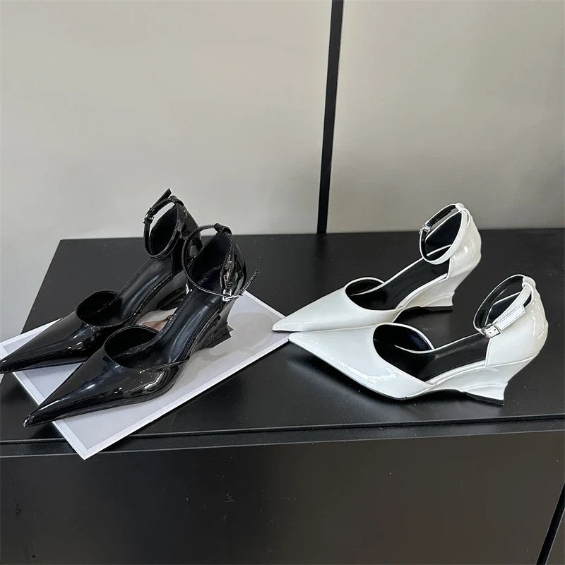 Spring Pointed Toe Wedges Highs Slingback Party Prom Mules Shoes Low Heel Pumps