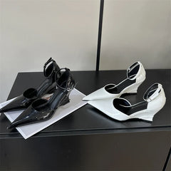 Spring Pointed Toe Wedges Highs Slingback Party Prom Mules Shoes Low Heel Pumps