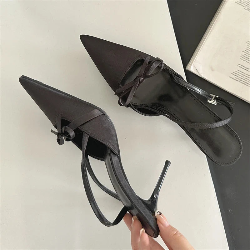 Spring Pointed Toe Buckle Strap Thin Highs Party Stripper Dance Mules Shoes Low Heel Pumps