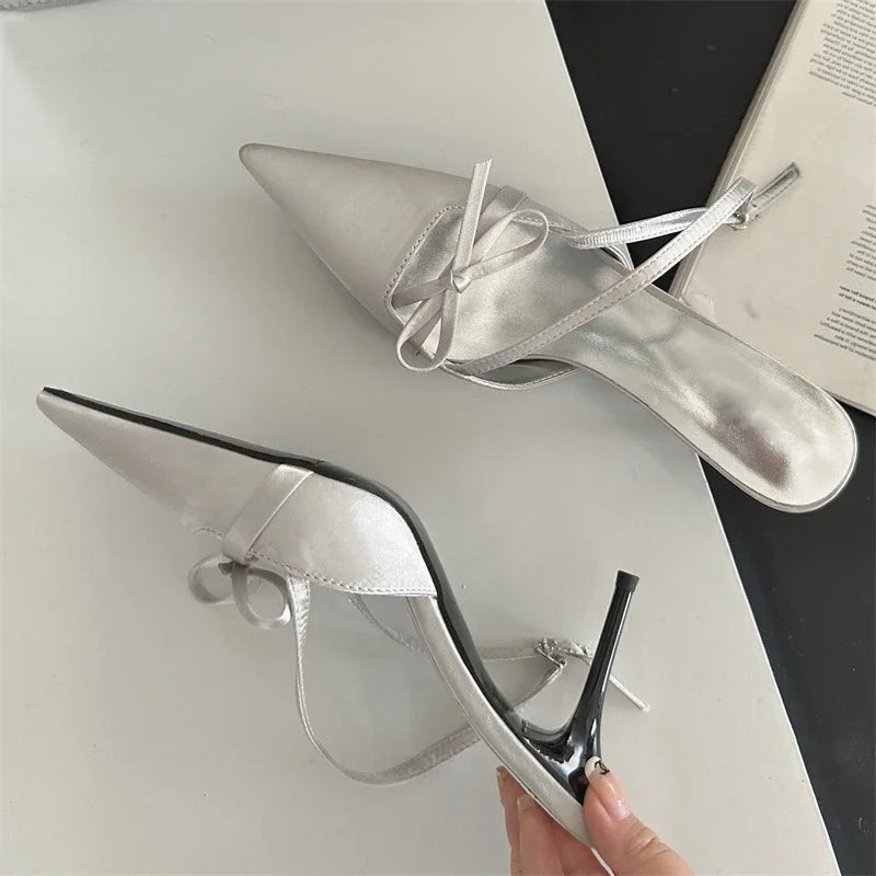 Spring Pointed Toe Buckle Strap Thin Highs Party Stripper Dance Mules Shoes Low Heel Pumps