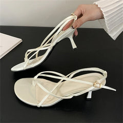 Street Style Square Clip Toe Narrow Band Thin Casual Shoes Low Heel Pumps