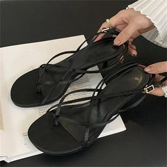 Street Style Square Clip Toe Narrow Band Thin Casual Shoes Low Heel Pumps