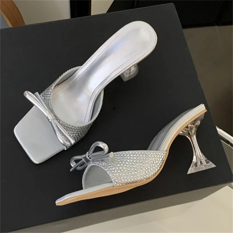 Butterfly-knot Stylish Transparent Low Heel Pumps