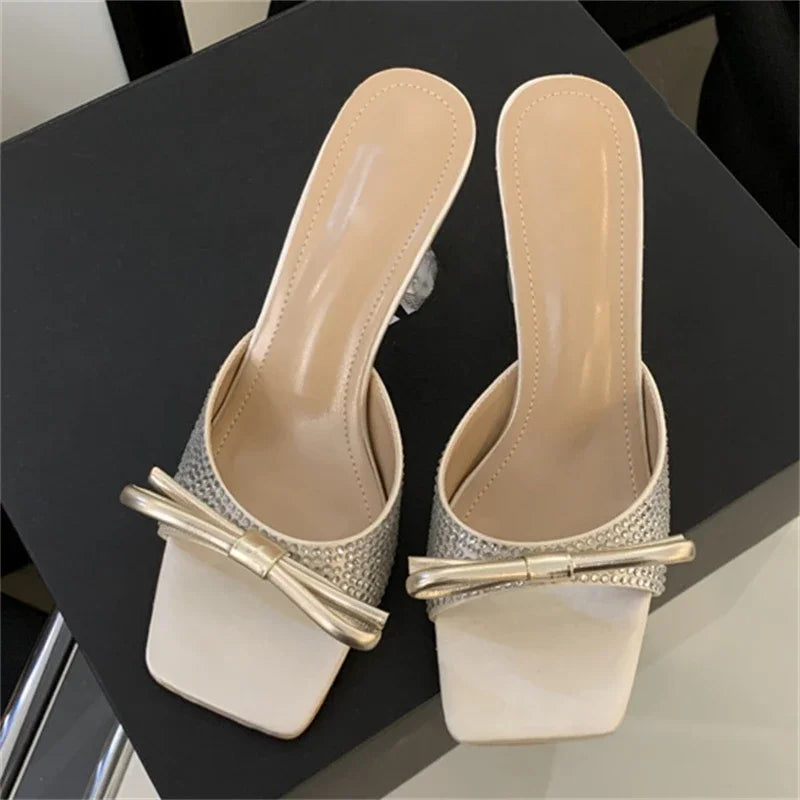 Butterfly-knot Stylish Transparent Low Heel Pumps