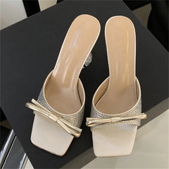 Butterfly-knot Stylish Transparent Low Heel Pumps