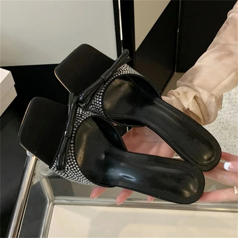 Butterfly-knot Stylish Transparent Low Heel Pumps