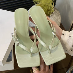 Clip Toe Buckle Slippers Gladiator Party Thins Flip Flops Slides Shoes Low Heel Pumps