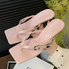 Clip Toe Buckle Slippers Gladiator Party Thins Flip Flops Slides Shoes Low Heel Pumps