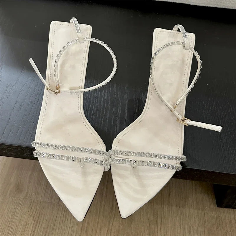 Narrow Band Buckle Strap Pointed Toe Highs Banquet Party Shoes Low Heel Pumps