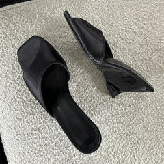 Silk Wedges High Open Toe Slippers Mule Beach Slides Shoes Low Heel Pumps