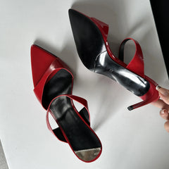 Thin Highs Slippers Narrow Band Pointed Toe Slides Low Heel Pumps