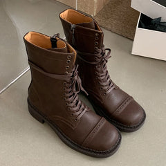 Stylish Lace Up Autumn Western Ankle Boot