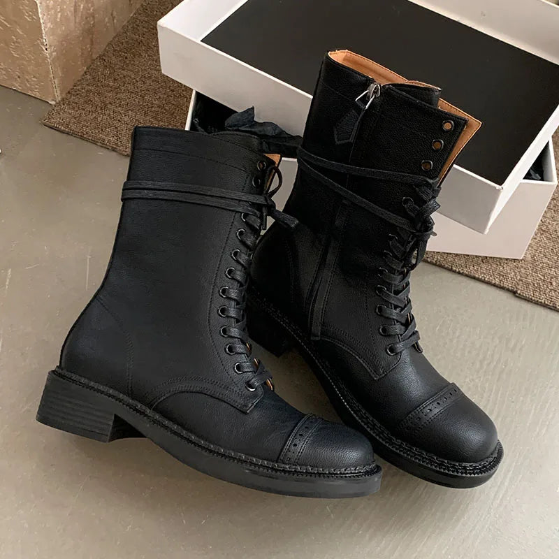Stylish Lace Up Autumn Western Ankle Boot