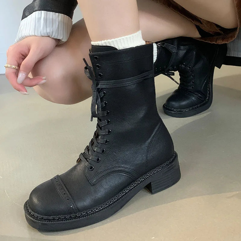 Stylish Lace Up Autumn Western Ankle Boot
