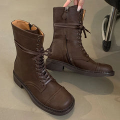 Stylish Lace Up Autumn Western Ankle Boot