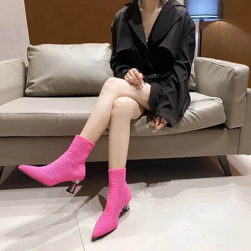 Knitted Breathable Casual Versatile Stretch Plus Size Ankle Boot