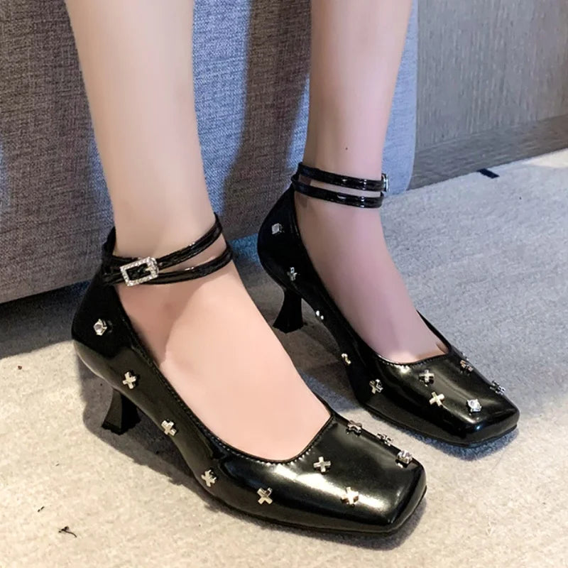 Mary Jane Highs Loafers Shall Designer Autumn Square Toe Shoes Low Heel Pumps