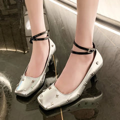 Mary Jane Highs Loafers Shall Designer Autumn Square Toe Shoes Low Heel Pumps