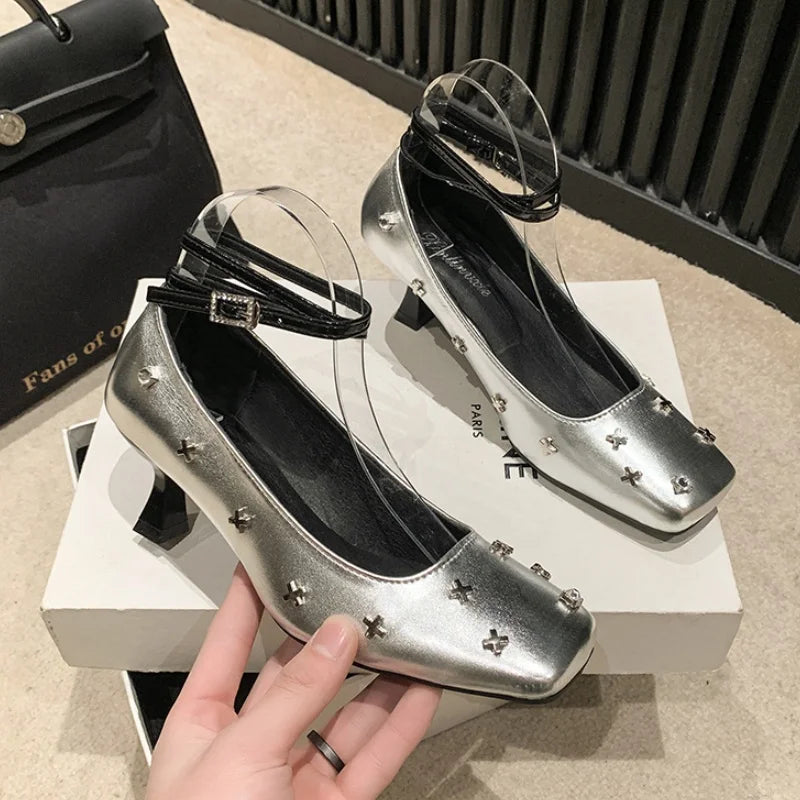 Mary Jane Highs Loafers Shall Designer Autumn Square Toe Shoes Low Heel Pumps