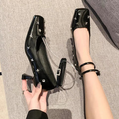 Mary Jane Highs Loafers Shall Designer Autumn Square Toe Shoes Low Heel Pumps