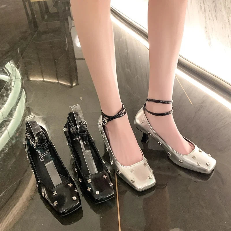 Mary Jane Highs Loafers Shall Designer Autumn Square Toe Shoes Low Heel Pumps