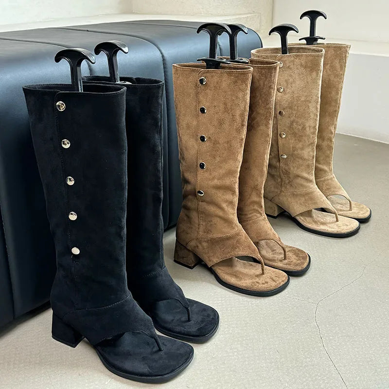 Elegant Chunky Heel Stylish Knee High Boots