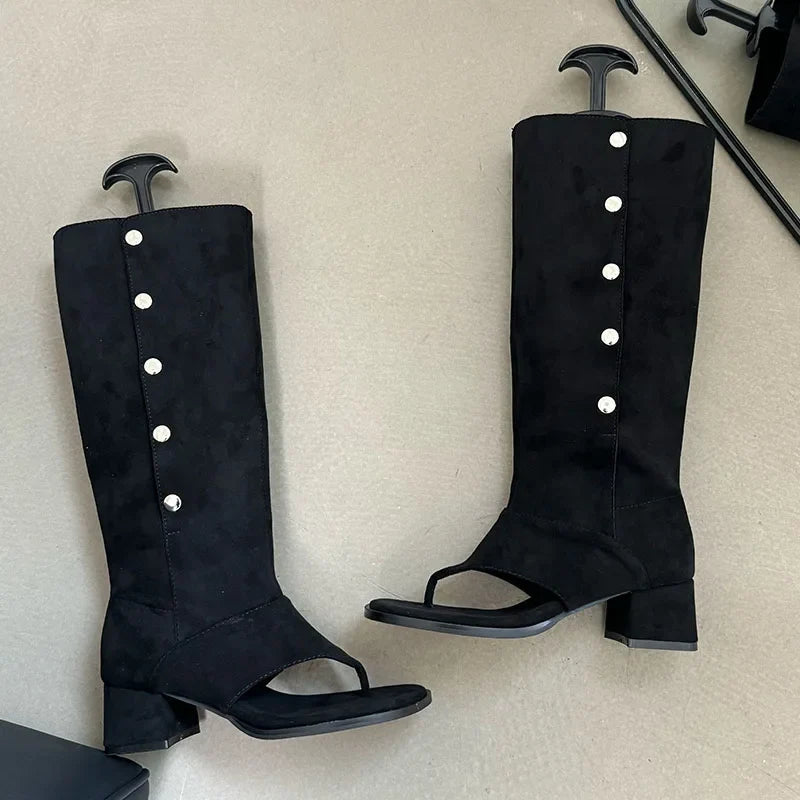 Elegant Chunky Heel Stylish Knee High Boots