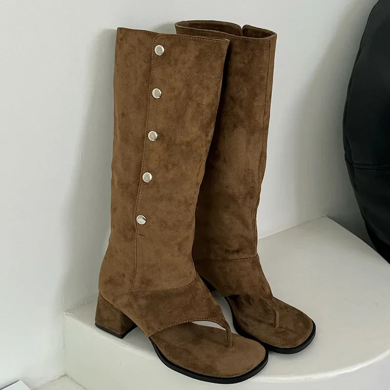 Elegant Chunky Heel Stylish Knee High Boots
